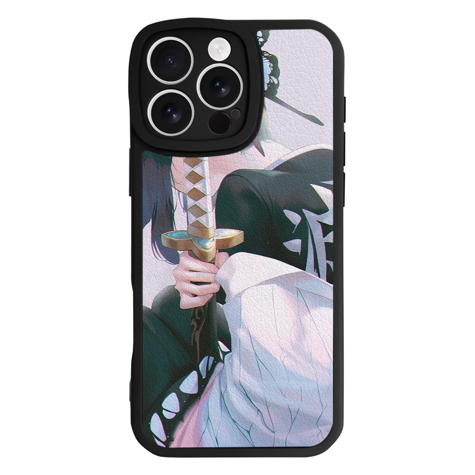 （画像用） 鬼滅の刃（きめつのやいば）蟲柱-胡蝶 しのぶ／こちょう しのぶ Kochou Shinobu 【iPhone 16シリーズ対応】シリコンスマホケース（レザー調） 材質：シリコン